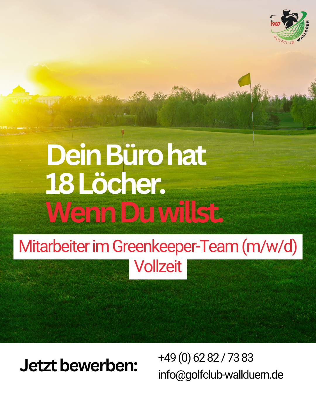 Stellenanzeige Mitarbeiter im Greenkeeper-Team beim Golfclub Walldürn